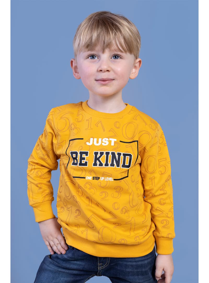 Toontoy Erkek Çocuk Sayı Baskılı Sweatshirt-Hardal