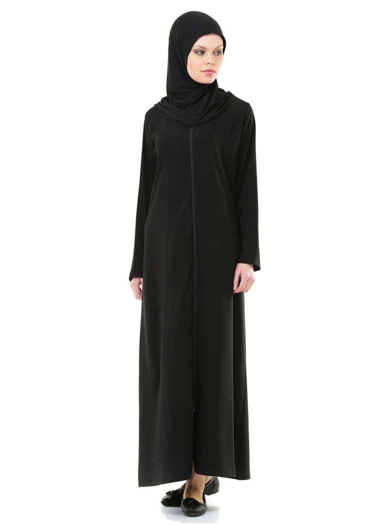 Pratik Kendinden Örtülü Namaz Elbisesi Siyah