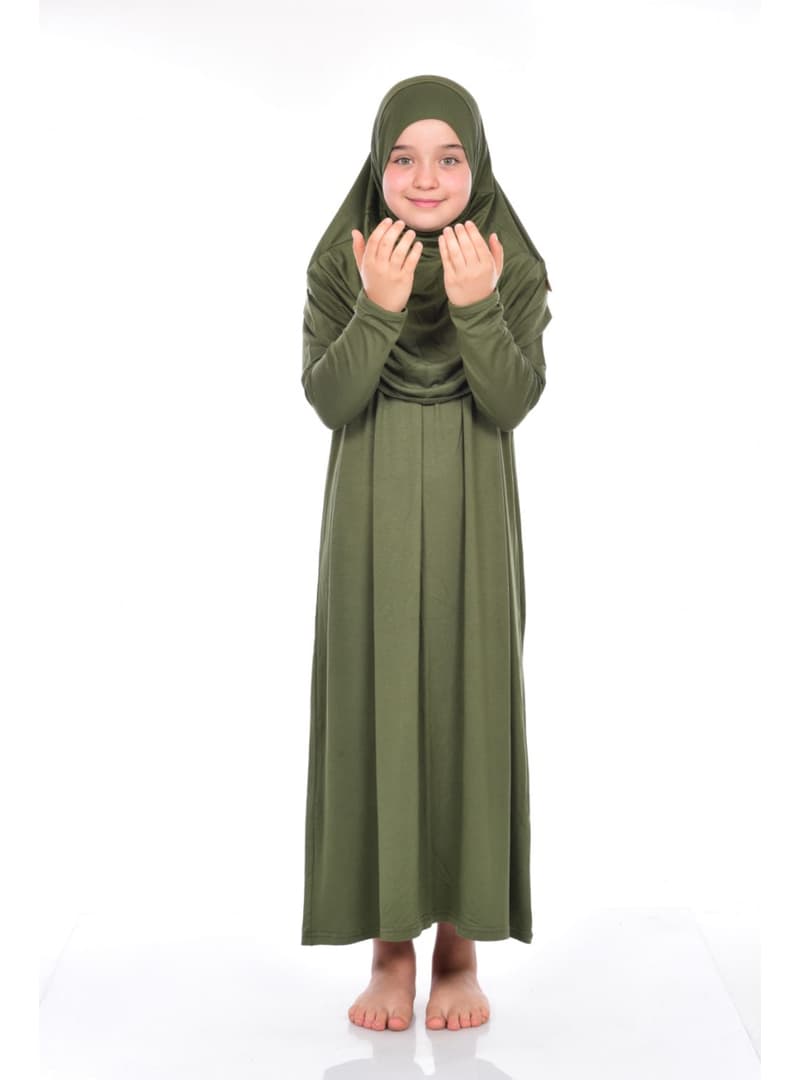 Çocuk Namaz Elbisesi 8-12 Yaş Haki