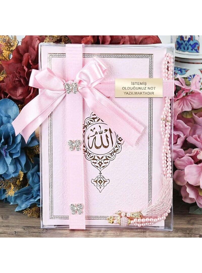 Termo Yasin Kitabı İnci Tesbih Hediye Seti Pembe