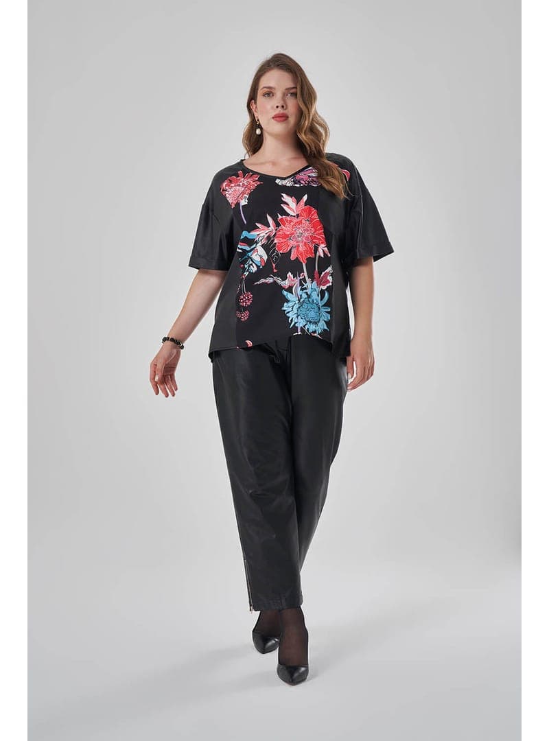 Desenli T-Shirt Siyah