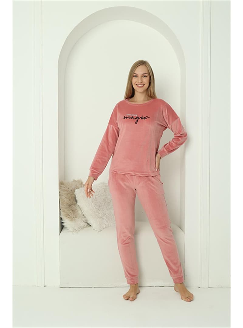 Kadife Pijama Takımı Pembe