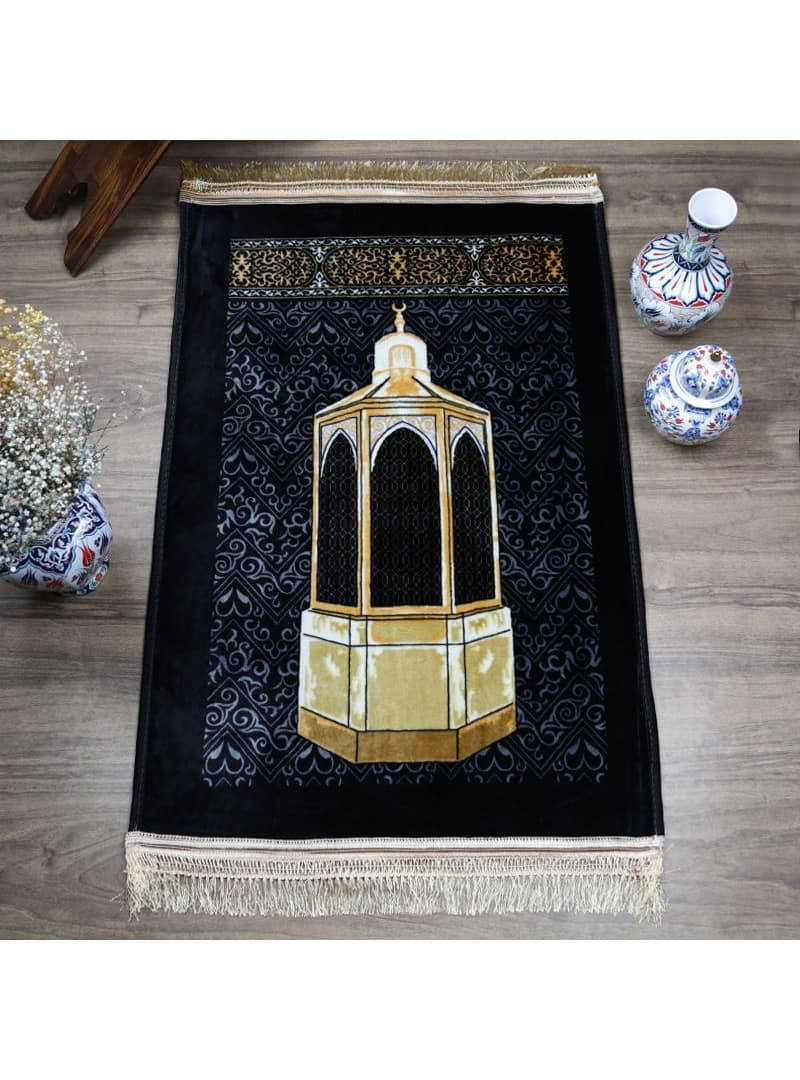 Peluş Seccade Makamı İbrahim Siyah