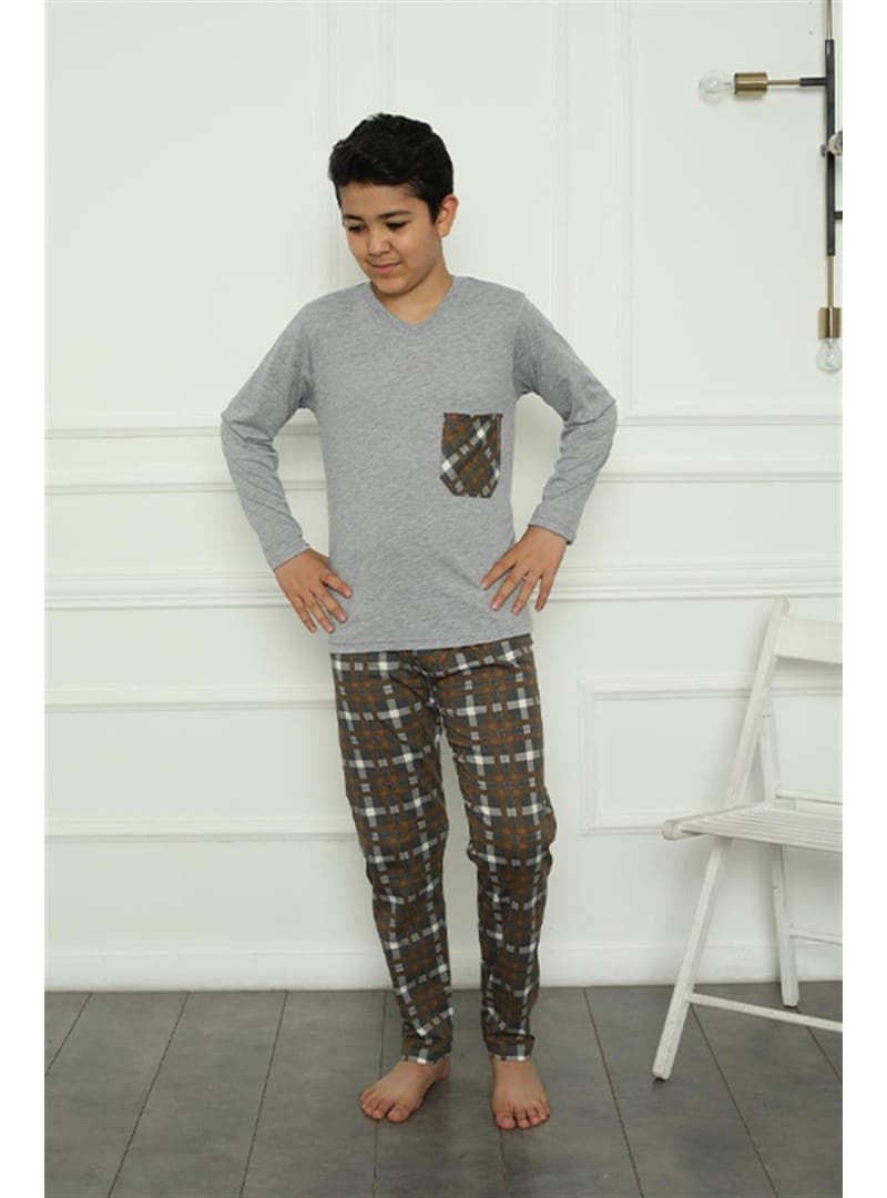 Çocuk Penye Pijama Takımı Gri