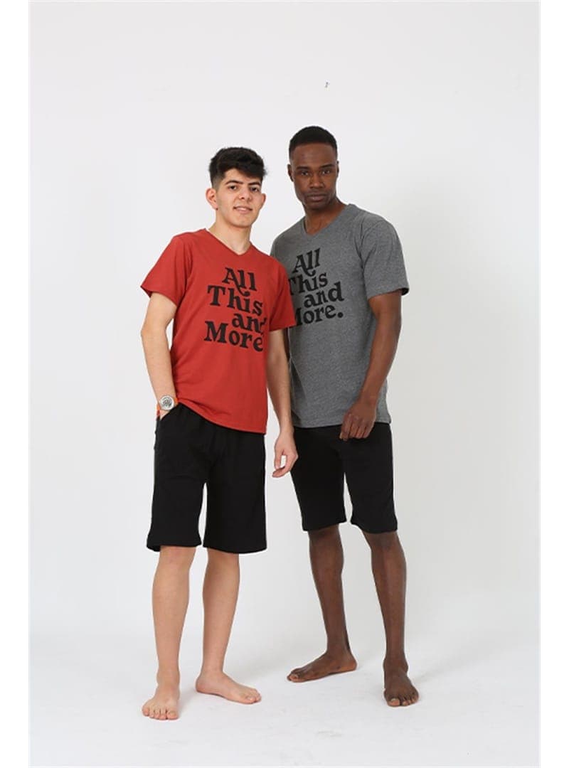 Genç Erkek Şortlu Pijama Takımı Bordo