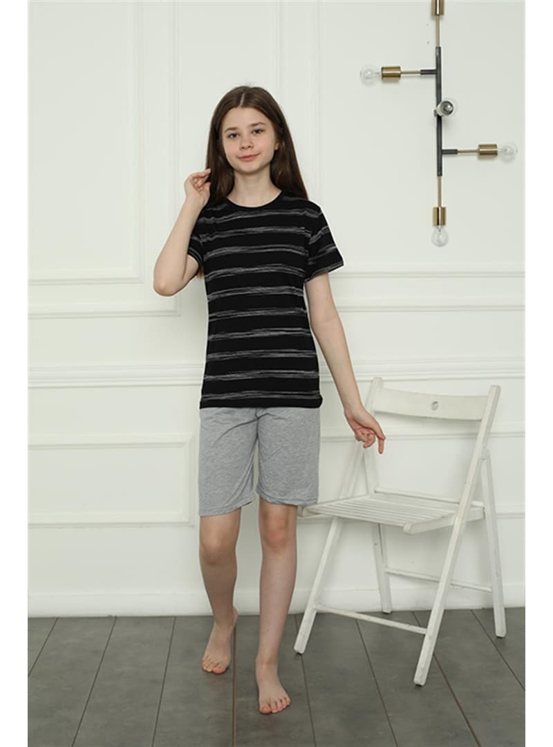Kız Çocuk Şortlu Pijama Takımı Siyah