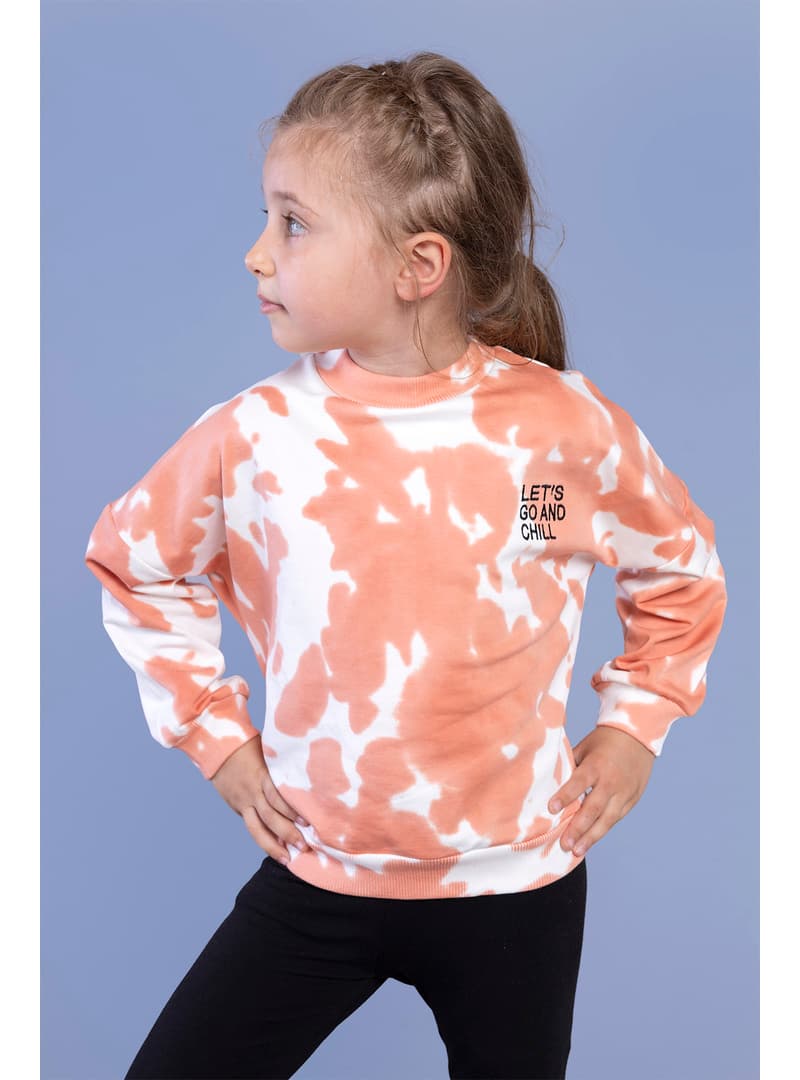 Kız Çocuk Batik Desenli Sweatshirt Kiremit