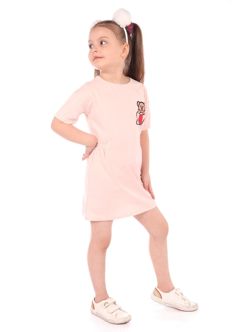 Bebek Nakışlı Elbise Pembe