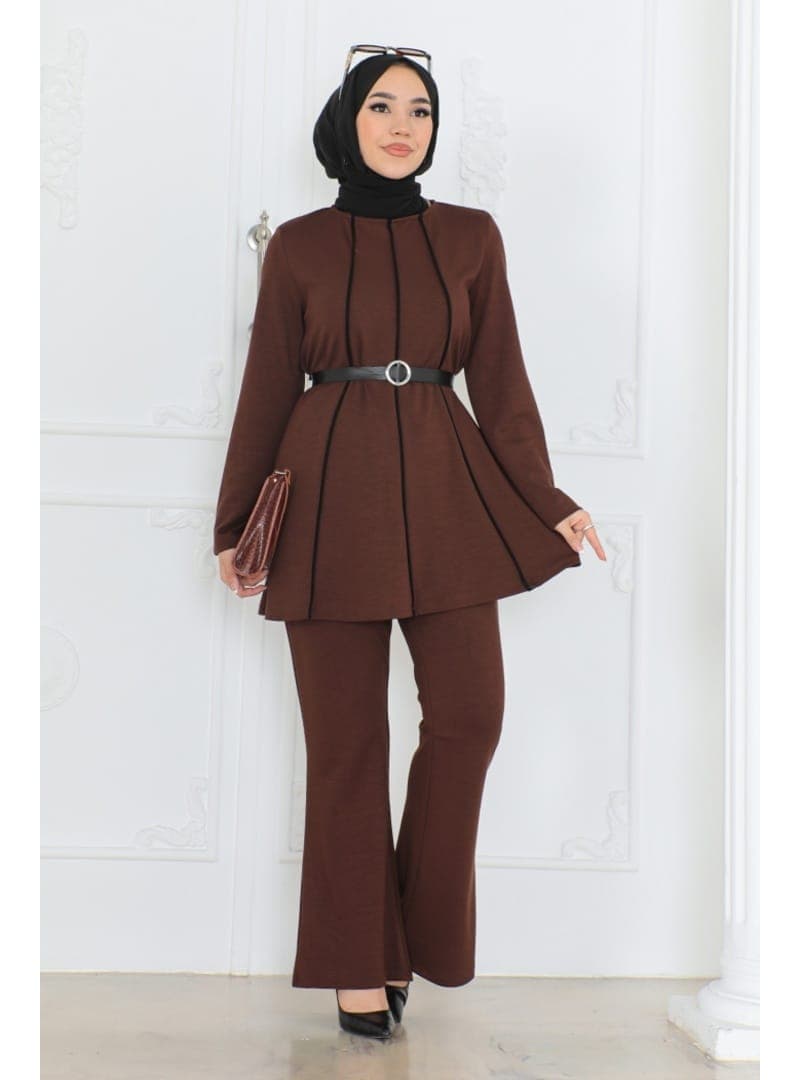 Tunik Pantolon İkili Takım Bitter Çikolata