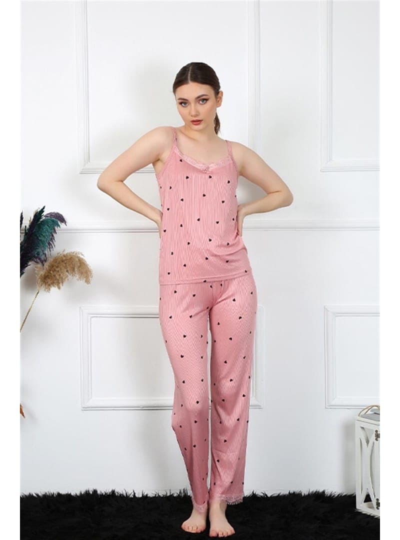 Kadın İp Askılı Puantiyeli Pijama Takımı