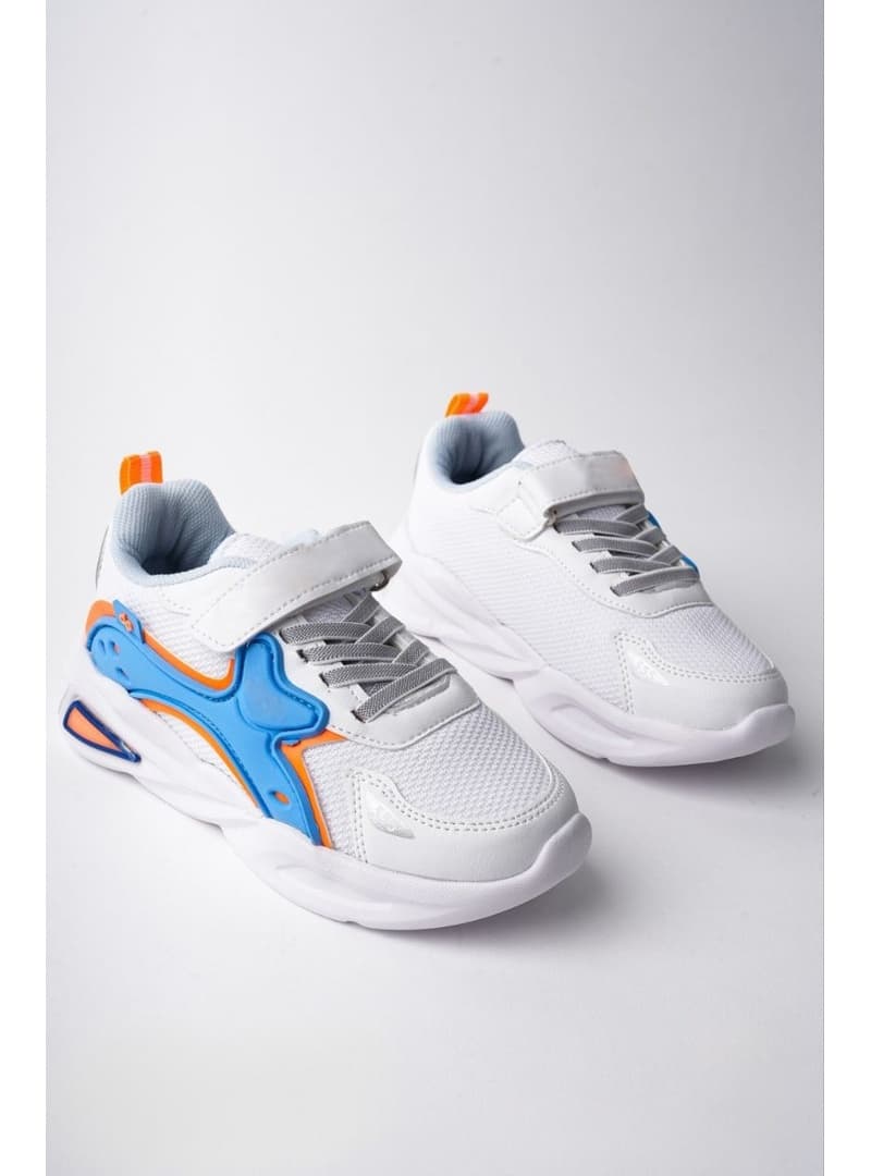 Unisex Çocuk Spor Ayakkabı - Ortopedik - Beyaz Mavi