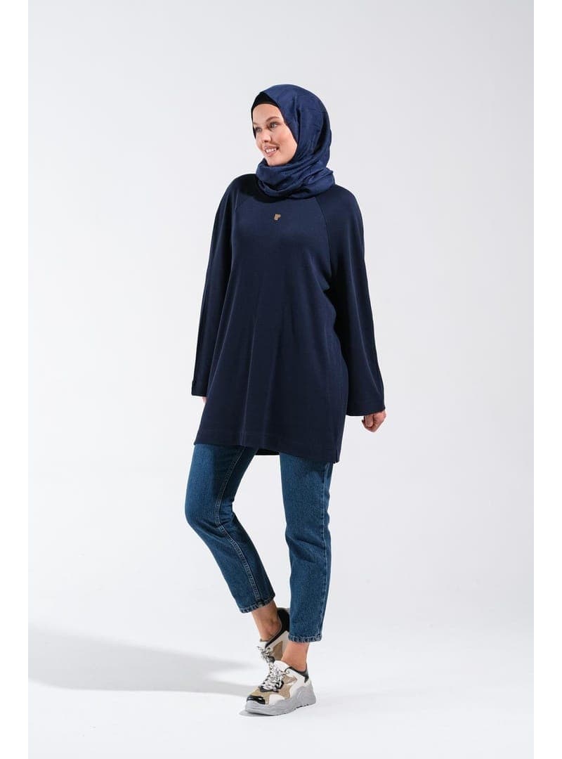 Reglan Kol Basic Oversize Tunik Lacivert