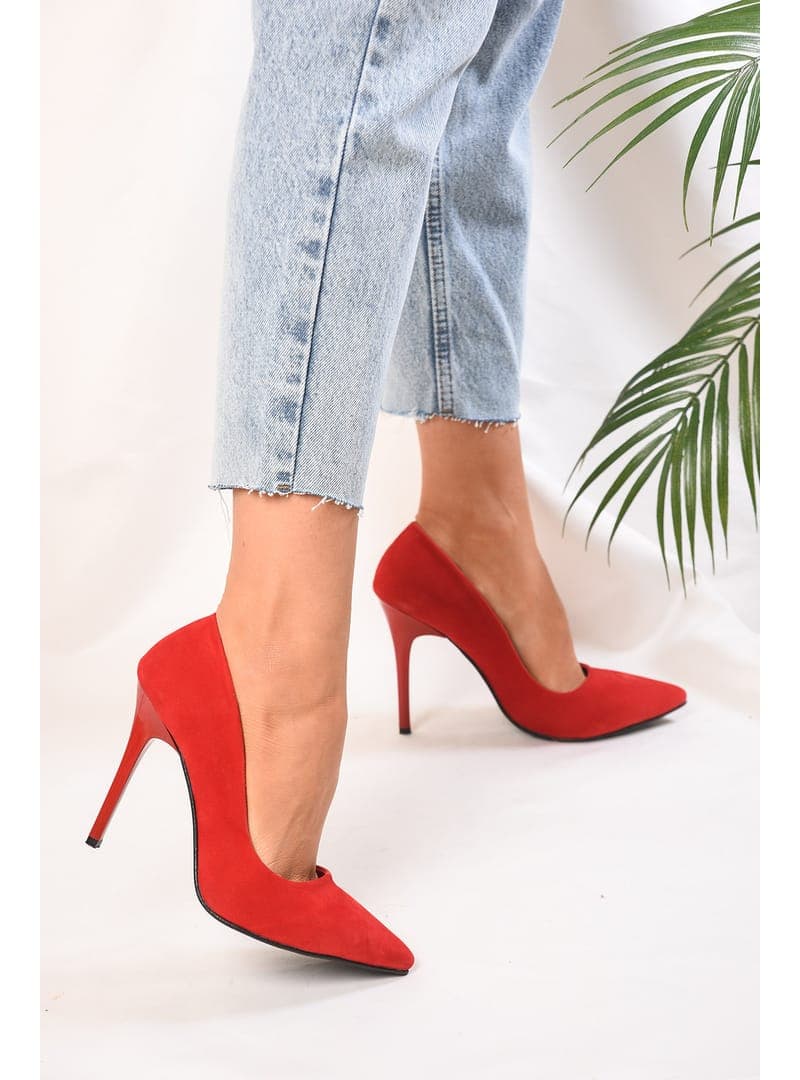 Kırmızı Süet Stiletto