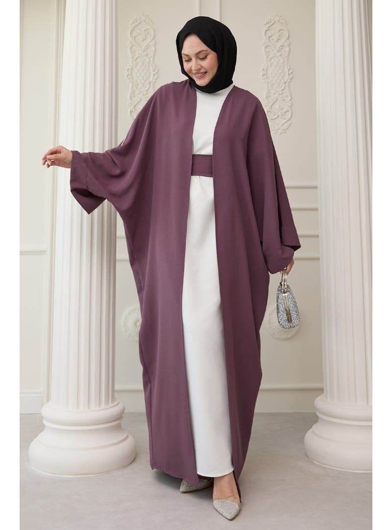 Gül Kurusu Taş İşlemeli Abaya Elbise