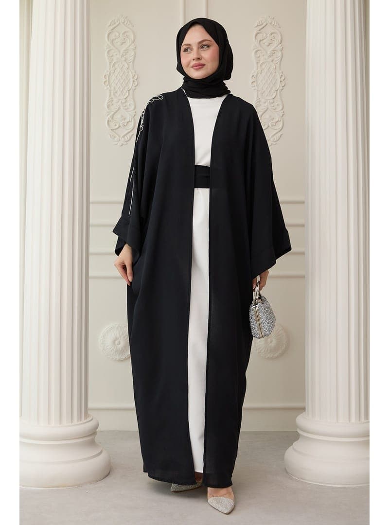 Taş İşlemeli Siyah Abaya