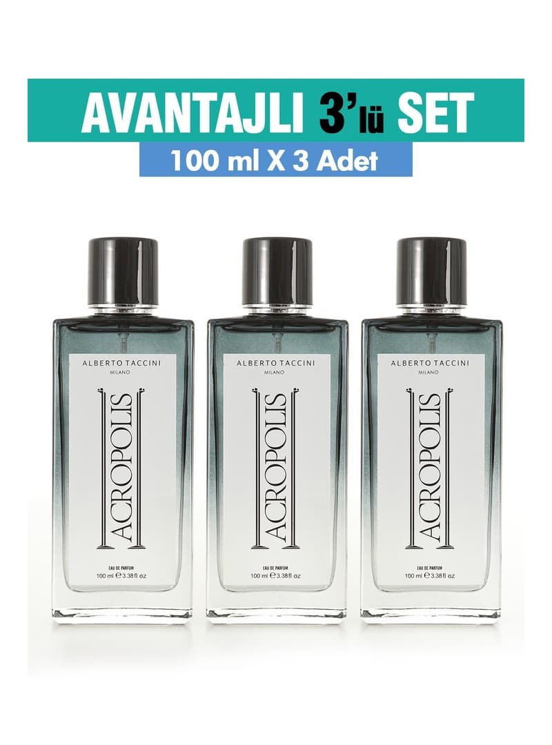 3lü Set Alberto Taccini ACROPOLIS Erkek Parfümü 100 ml