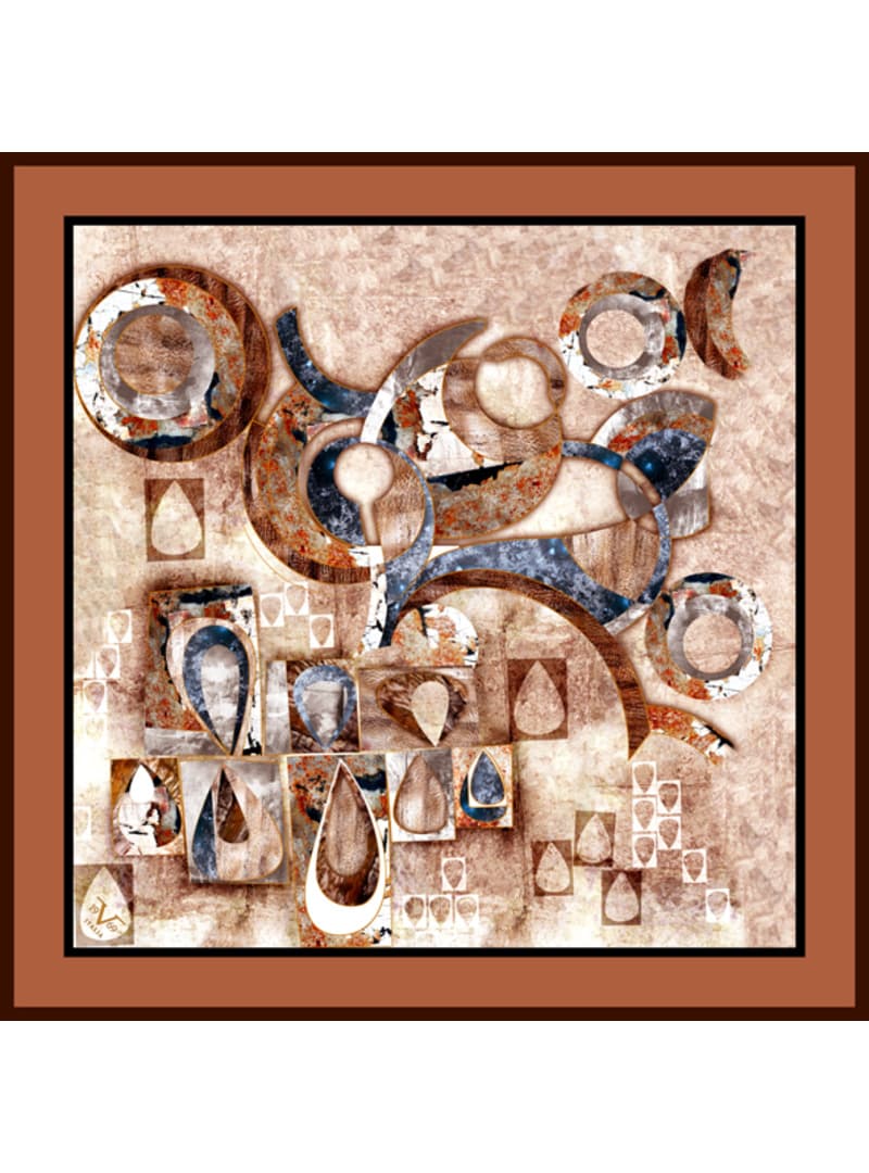 Etnik Desenli Twill Eşarp Taba