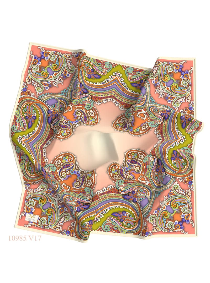 Etnik Desenli Viskon Eşarp 100x100 cm Yavruağzı