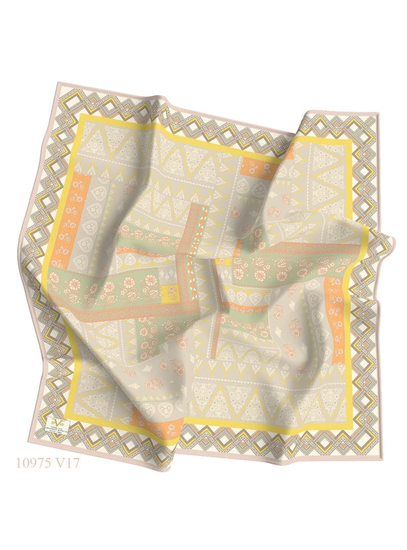 Ethnic Desen Liverno Sciarpa Seri Viscon Eşarp Askısı ile Birlikte 100x100 Vizon