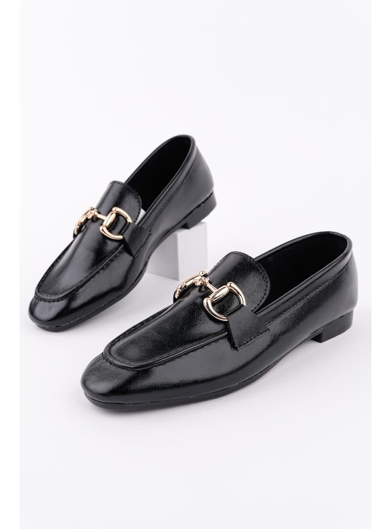 Metal Tokalı Loafer Ayakkabı Siyah