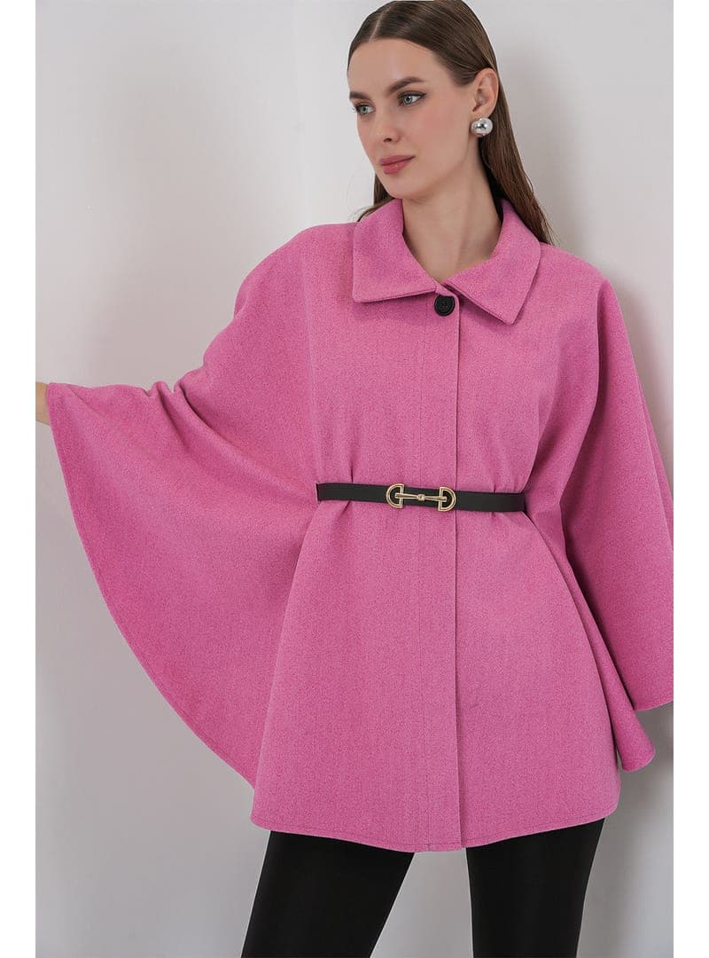 Kemerli Kaşe Panço - Pembe