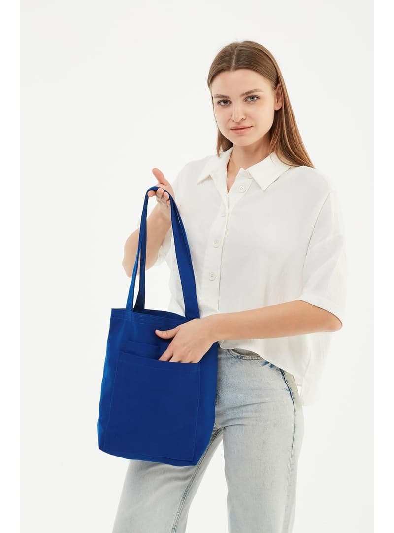 2 Cepli Gabardin Çanta Saks Mavi