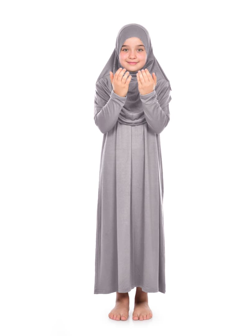 Çocuk Namaz Elbisesi 8-12 Yaş Gri