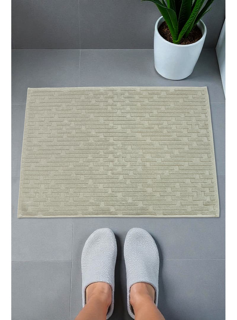 Tuğla Desenli 2li Ayak Havlusu 50x70 cm Su Emici Banyo Paspası Seti Yeşil