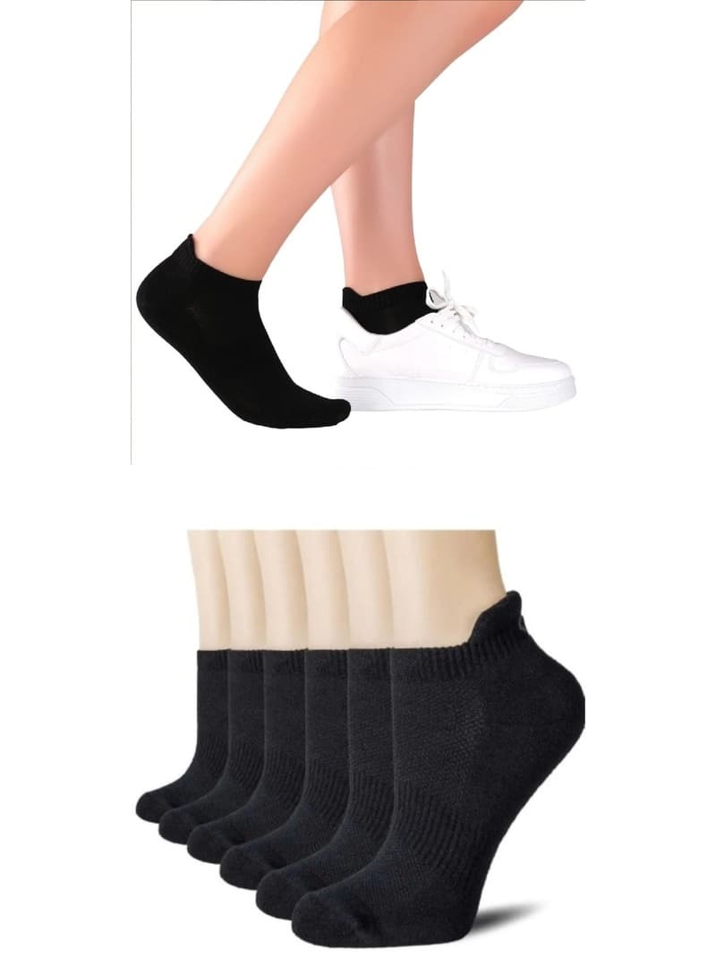 Siyah Pamuklu Tenis Patik Çorap 6lı Set