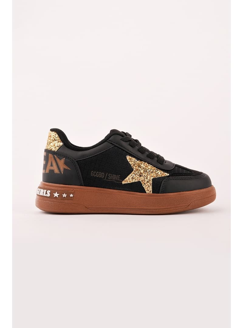 Muggo GALAXY Yıldız Detaylı Çocuk Sneaker Siyah