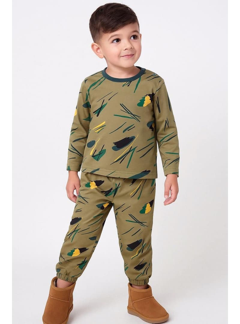 Breeze Erkek Bebek Pijama Takımı Renkli Fırça Vuruşu