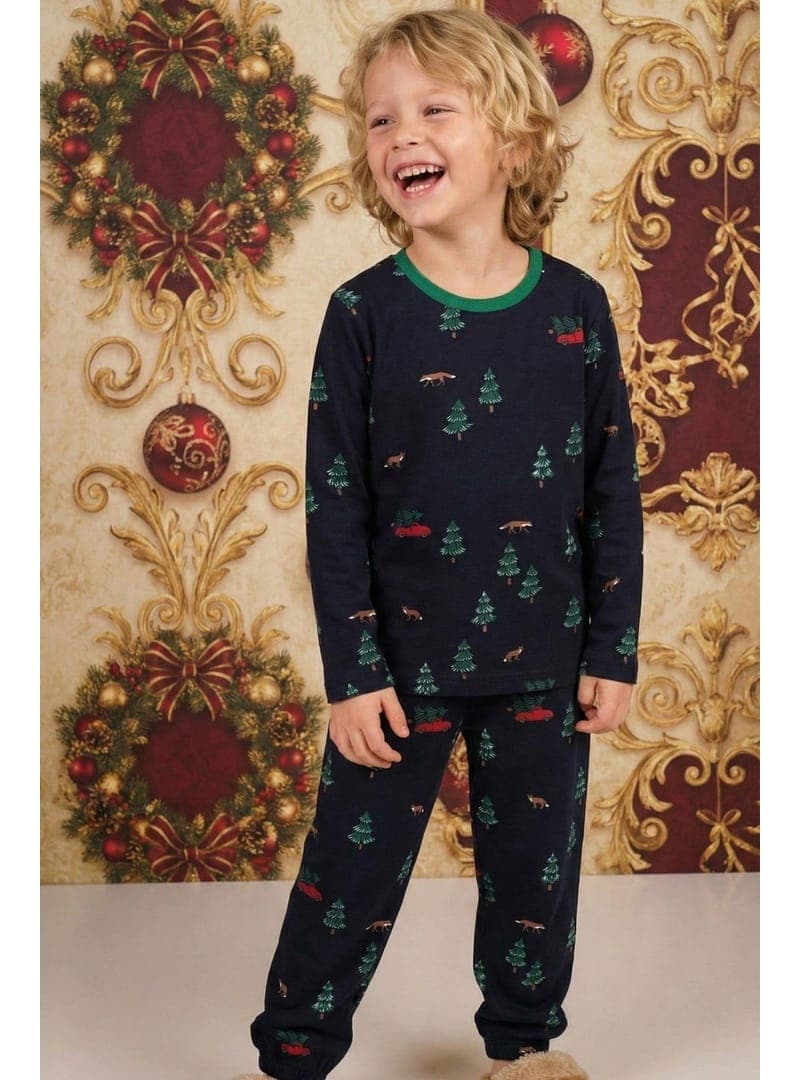 Erkek Çocuk Yılbaşı Temalı Pijama Takımı