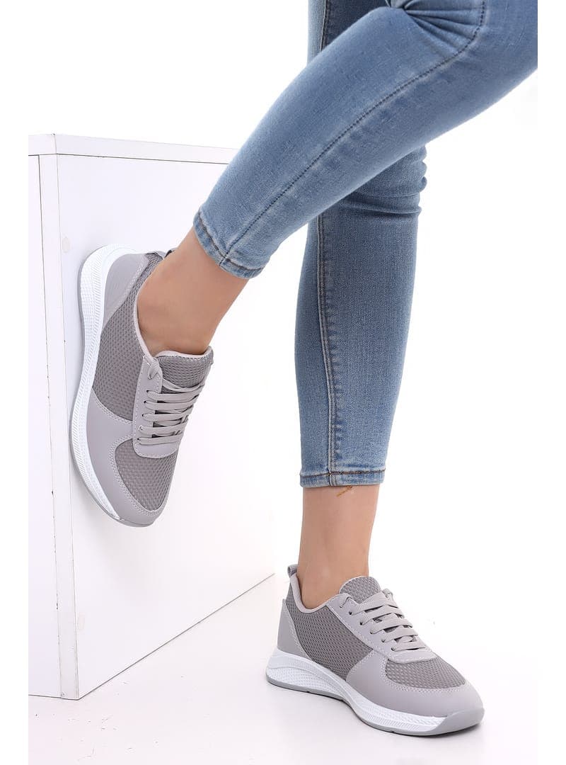 Fileli Yazlık Sneaker Spor Ayakkabı Gri