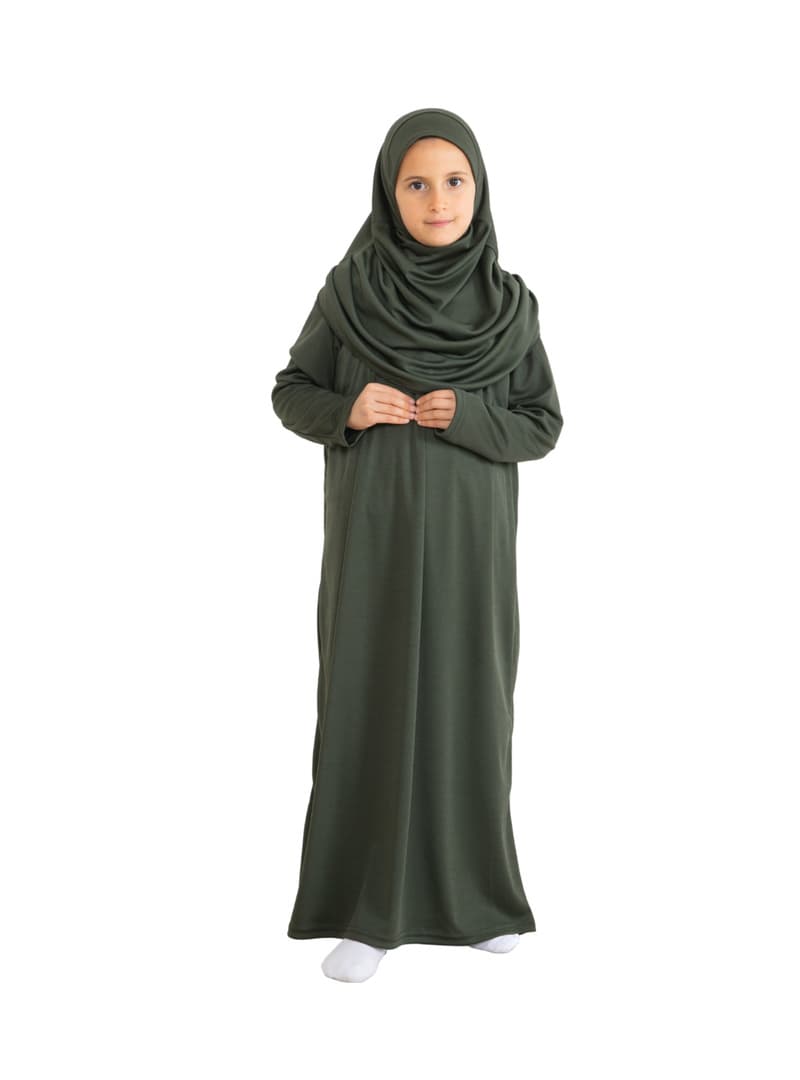 Çocuk Namaz Elbisesi Seti 8 12 Yaş Khaki