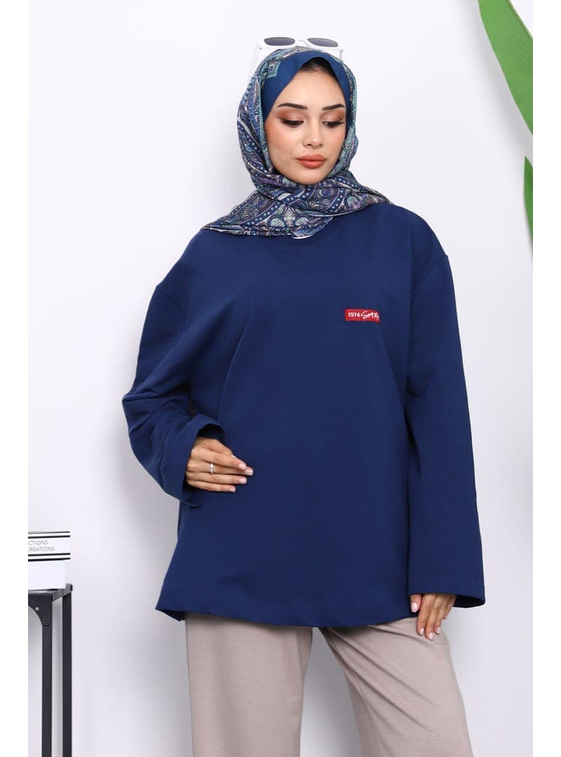 Lacivert İki İplik Oversize Sweatshirt