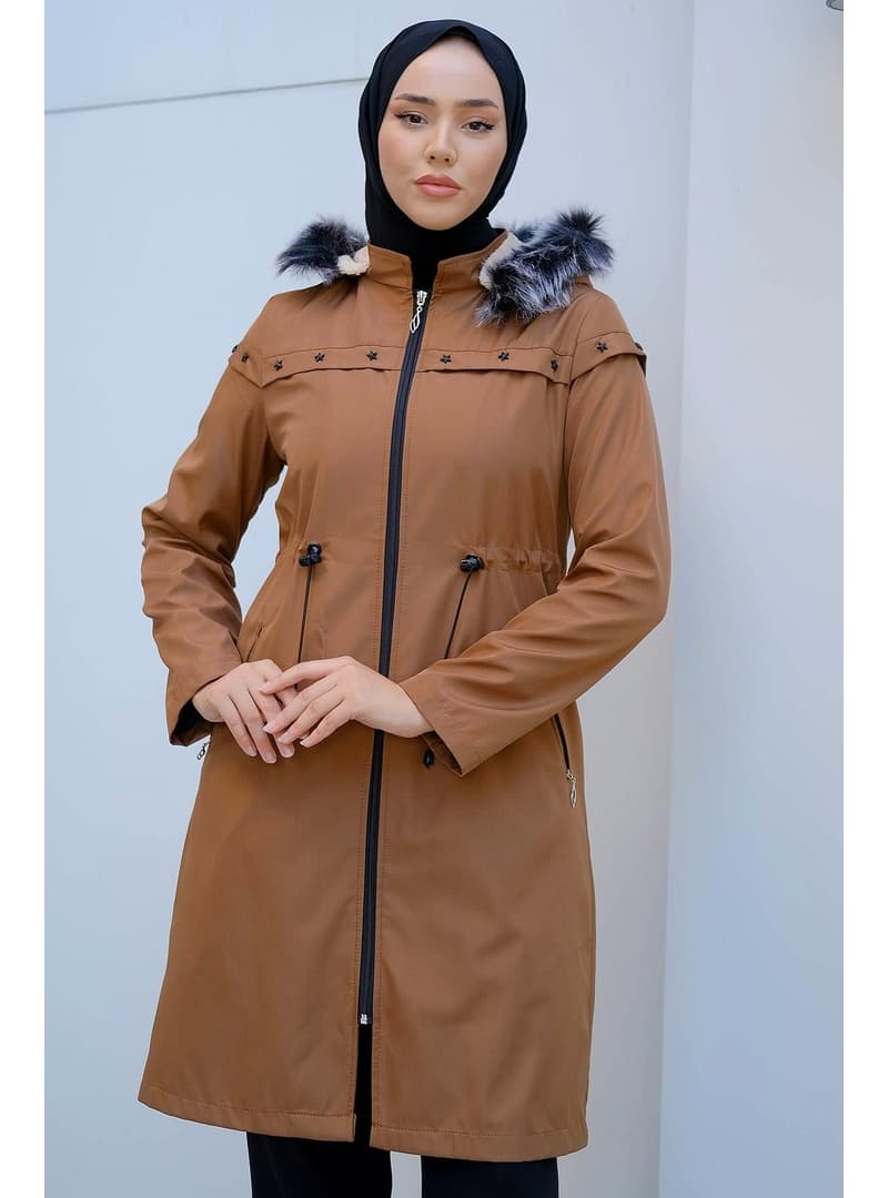 İçi Kürklü Yıldızlı Mont