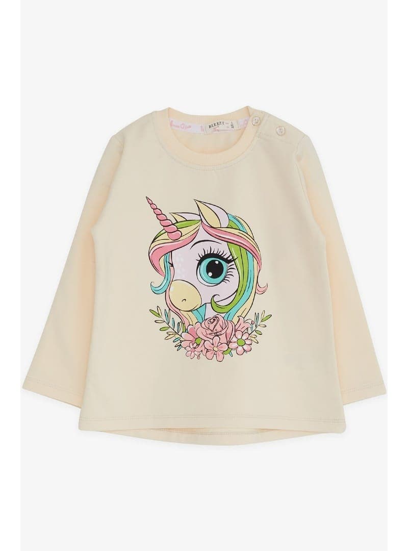 Kız Çocuk Unicorn Baskılı Uzun Kollu Tişört