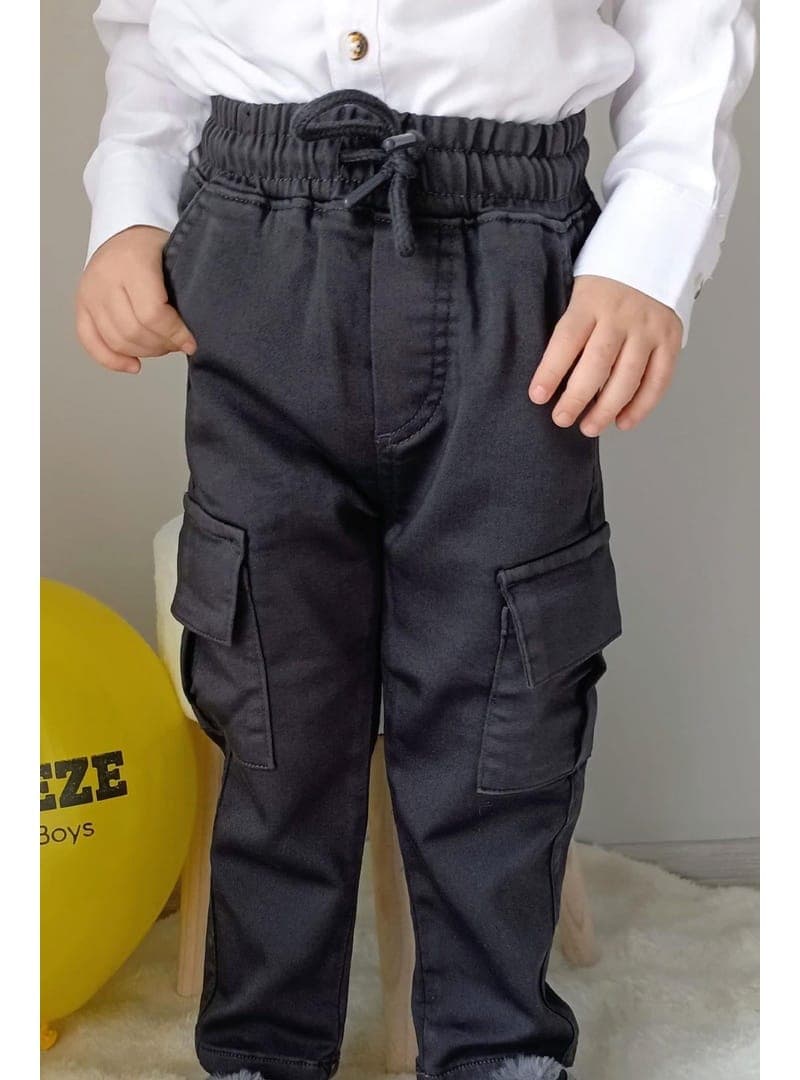 Breeze Erkek Çocuk Kargo Cepli Lastikli Pantolon Füme