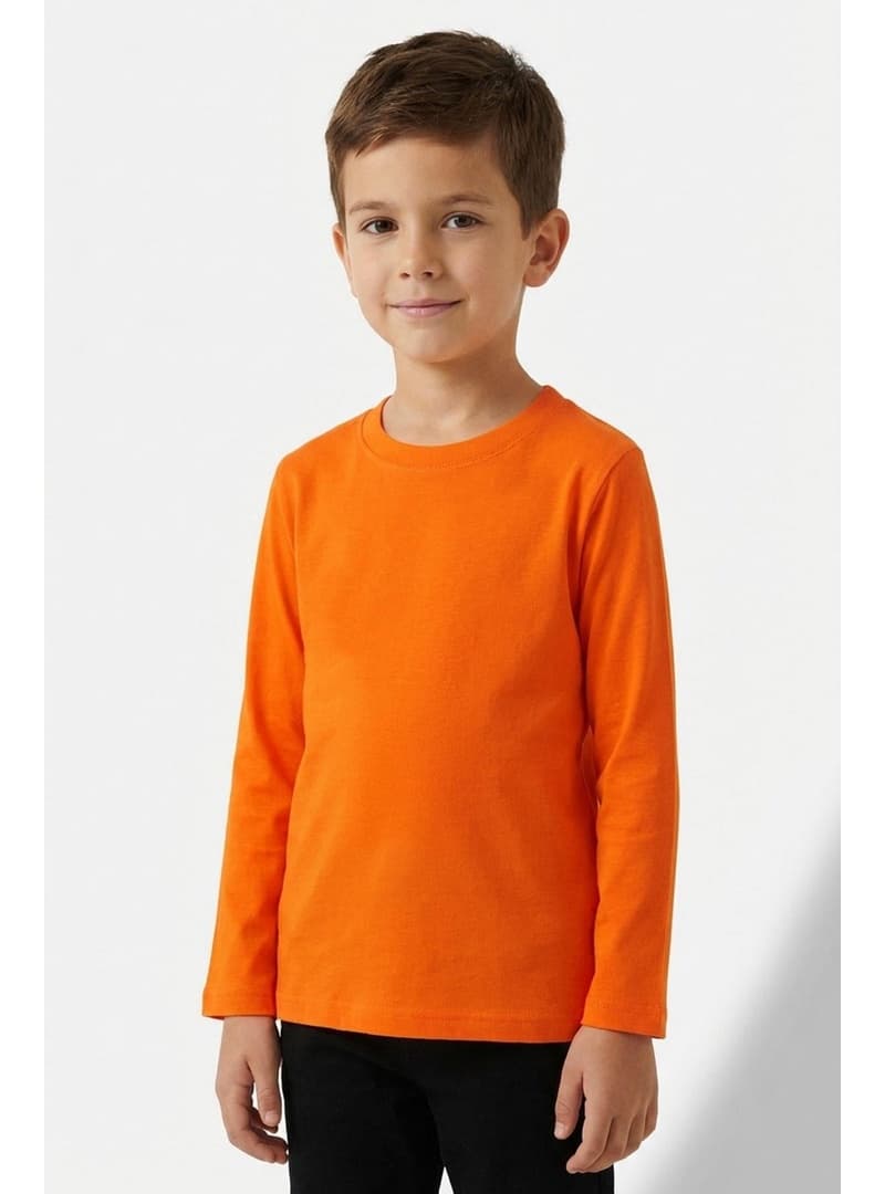 Çocuk Uzun Kollu Tişört Basic 4-8 Yaş Turuncu