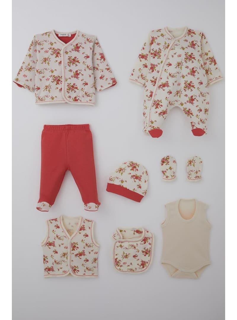 Breeze Kız Bebek Hastane Çıkışı 8 Li Bahar Esintisi Gül Desenli 0 3 Ay Krem