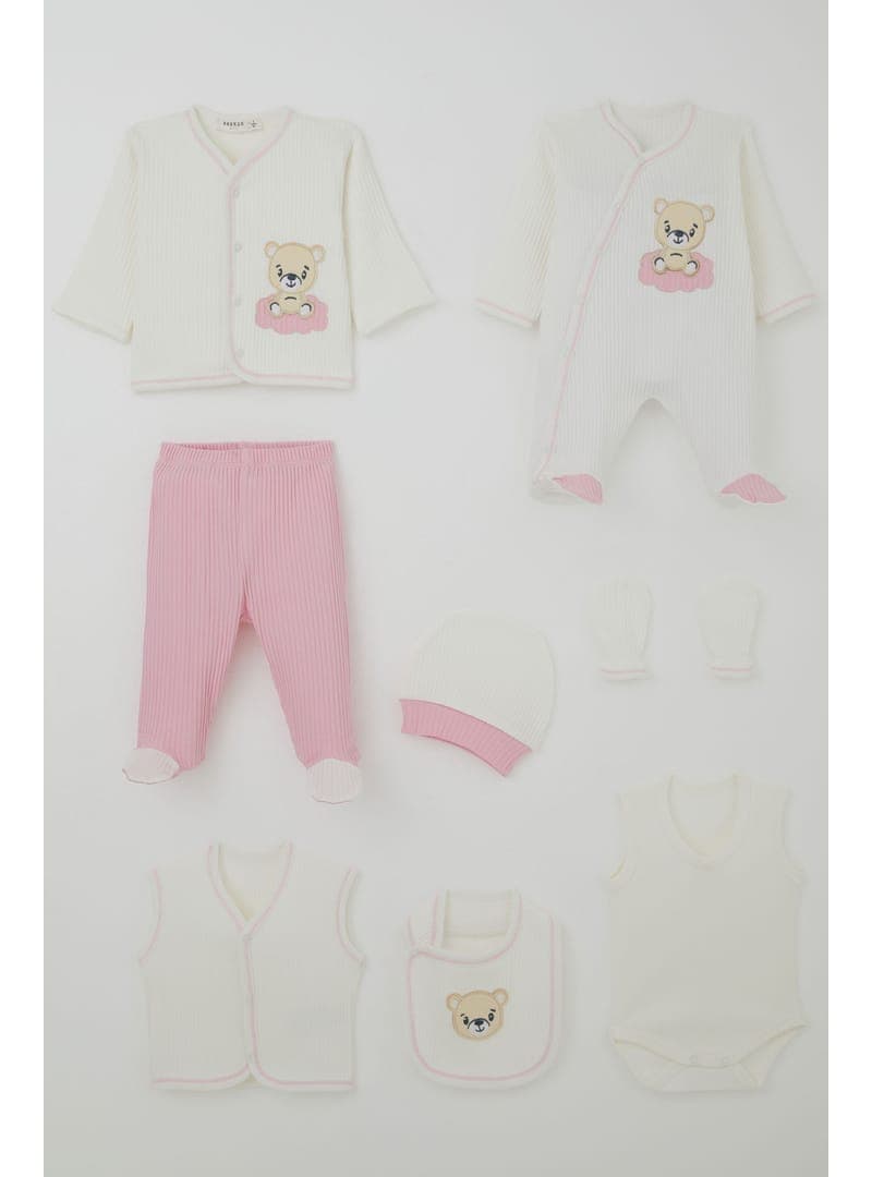 Breeze Kız Bebek Hastane Çıkışı 8 Li Ayıcık Nakışlı 0 3 Ay Ekru