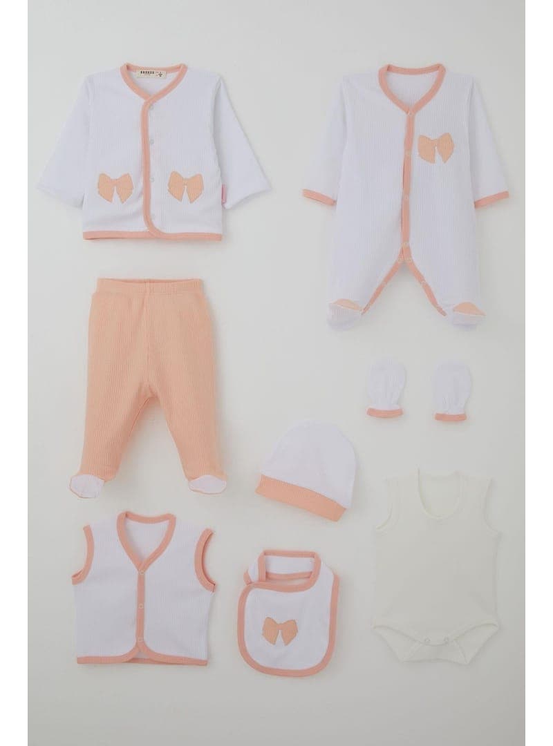 Breeze Kız Bebek Hastane Çıkışı 8 Li Fiyonk Nakışlı 0 3 Ay Beyaz
