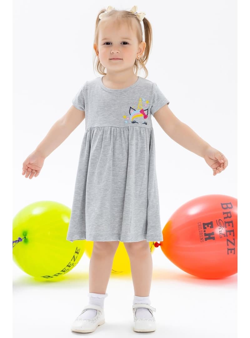 Kız Çocuk Nakışlı Unicorn Elbise 1.5-5 Yaş