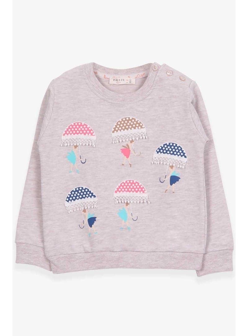 Kız Çocuk Şemsiyeli Baskılı Sweatshirt