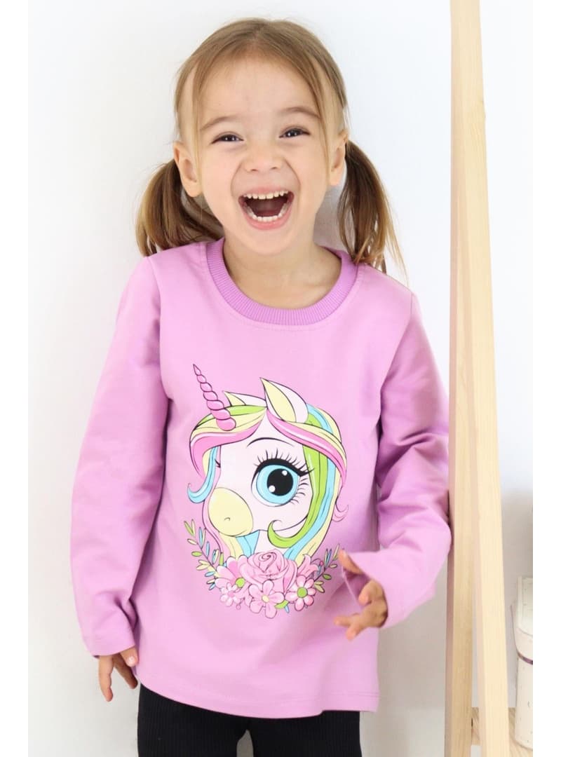 Kız Çocuk Unicorn Baskılı Tişört