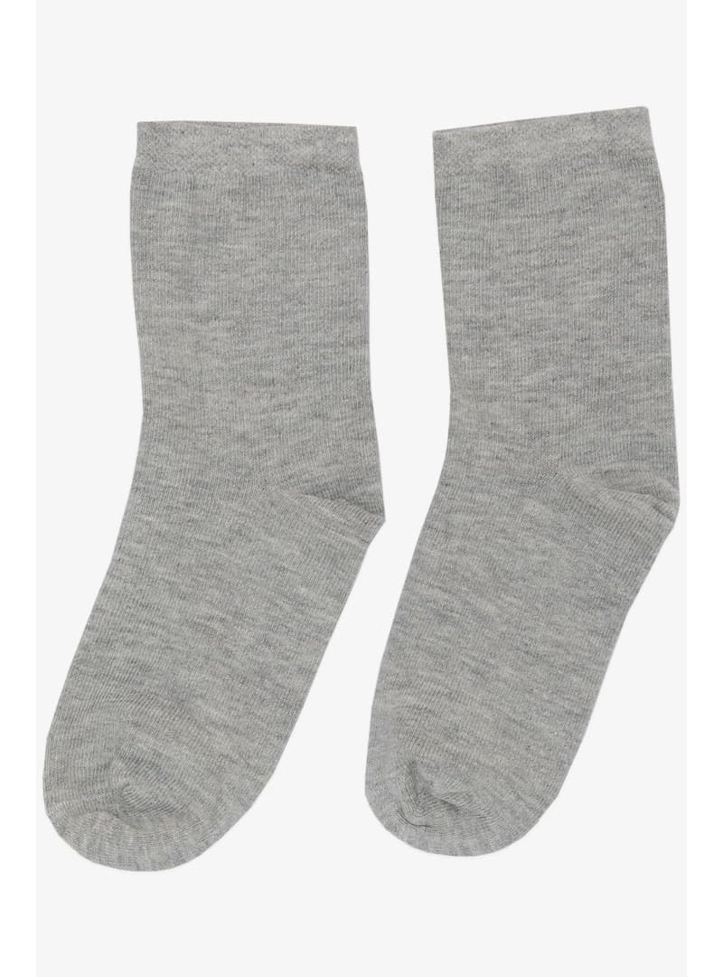 Artı Kız Çocuk Soket Çorap Basic 1-10 Yaş, Gri Melanj