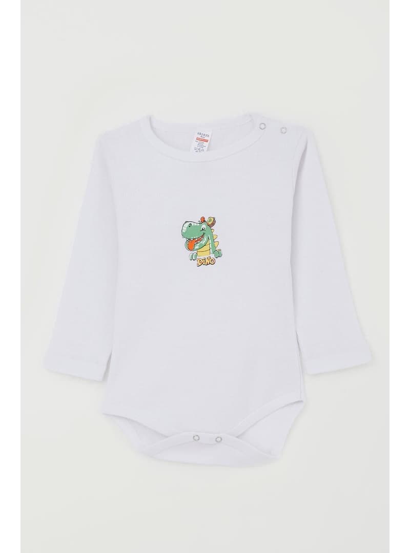 Bebek Zıbın Body Mutlu Dinozor Baskılı