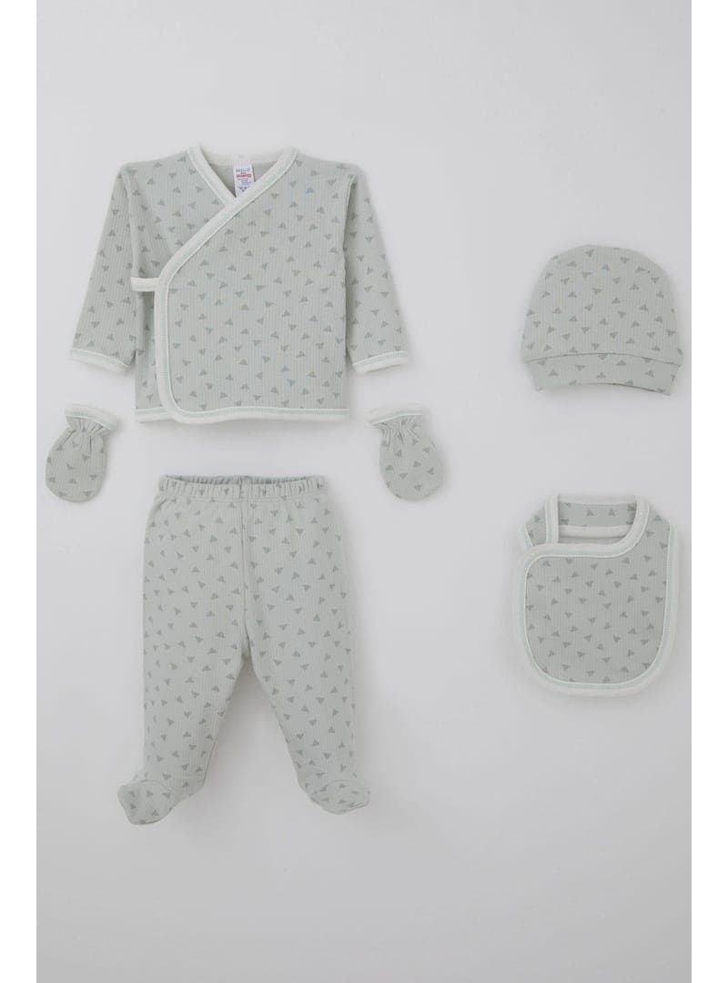 Breeze Erkek Bebek Hastane Çıkışı 5 Li Minik Üçgenler Desenli 0 3 Ay Su Yeşili