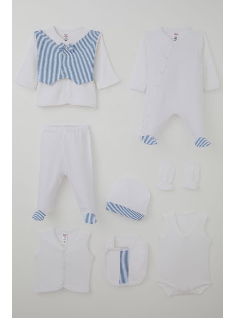 Breeze Erkek Bebek Hastane Çıkışı 8 Li Sabit Papyonlu Yelekli 0 3 Ay Ekru