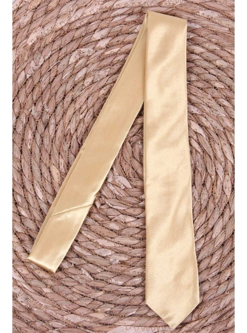 Unisex Saten Kravat 5x120 cm Gold